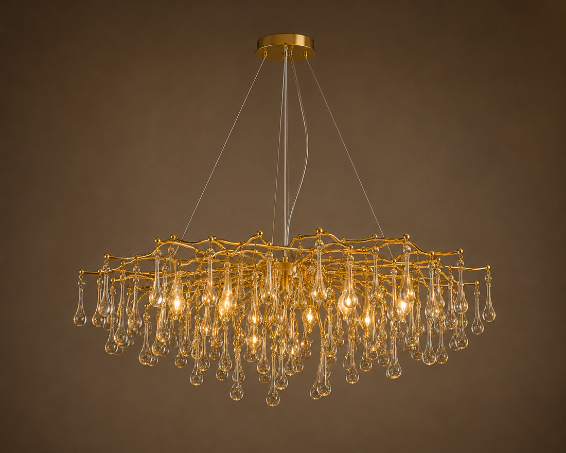 Candelabru Lux cu Cristale, 10xE14, Ø1200 mm, Design Aur Antic – Model 27137/1200+550 OG+FGD