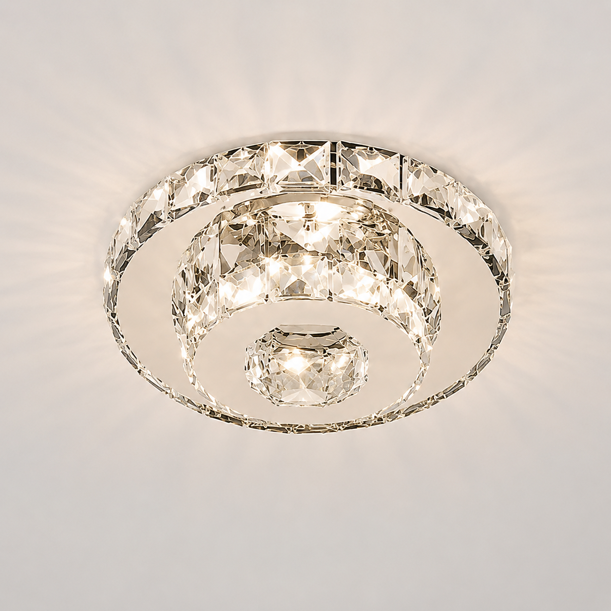 Aplica LED Cristal Moderna , 46W, 3 Trepte de Lumina, Ø25cm, Alb Rece-Cald