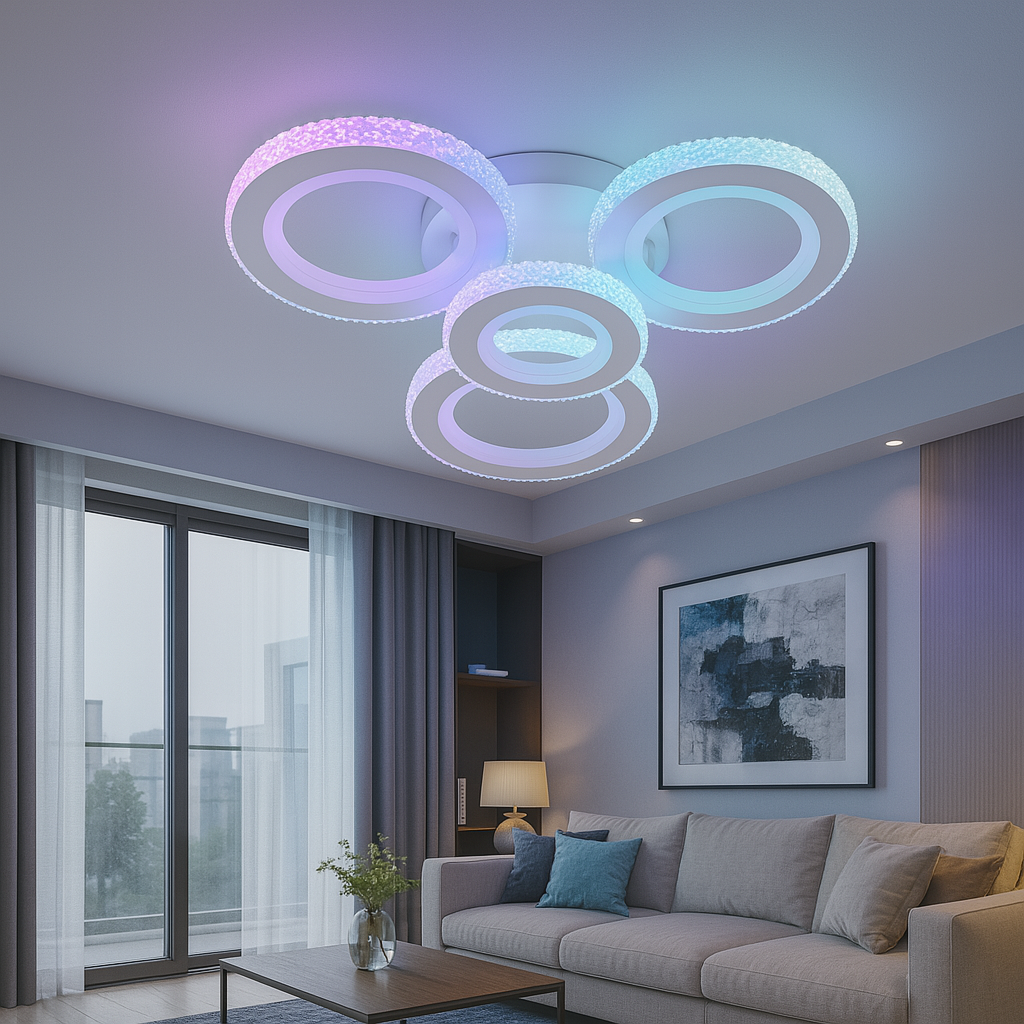 Lustra LED cu design modern si telecomanda, model 26063/3+1C WH