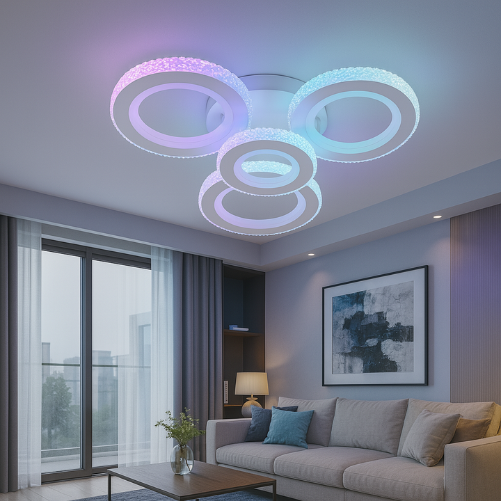 Lustra LED cu design modern si telecomanda, model 26063/3+1C WH