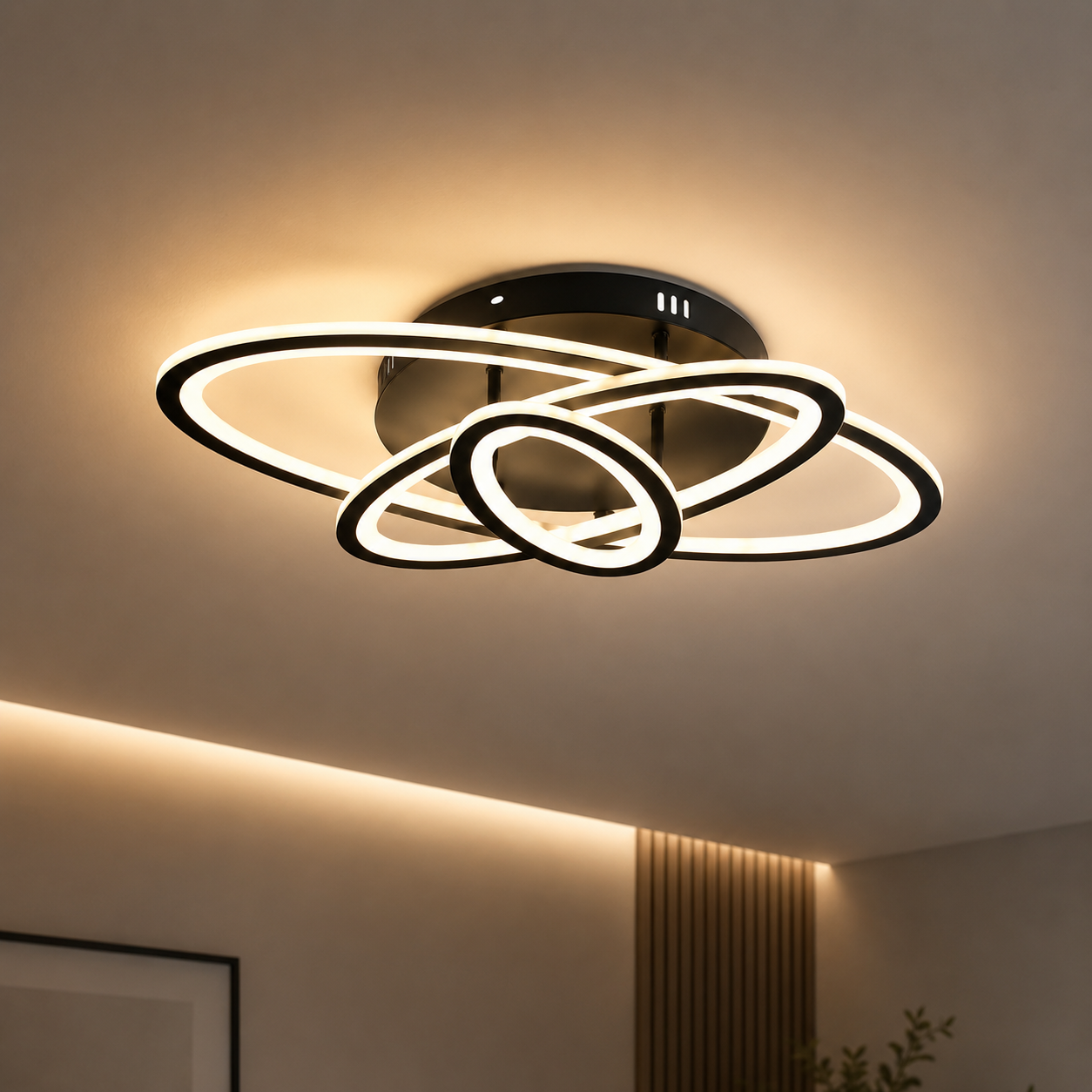 Lustră LED 19082/3 BK CU TELECOMANDA,Lumina Reglabilă 3000K-6500K