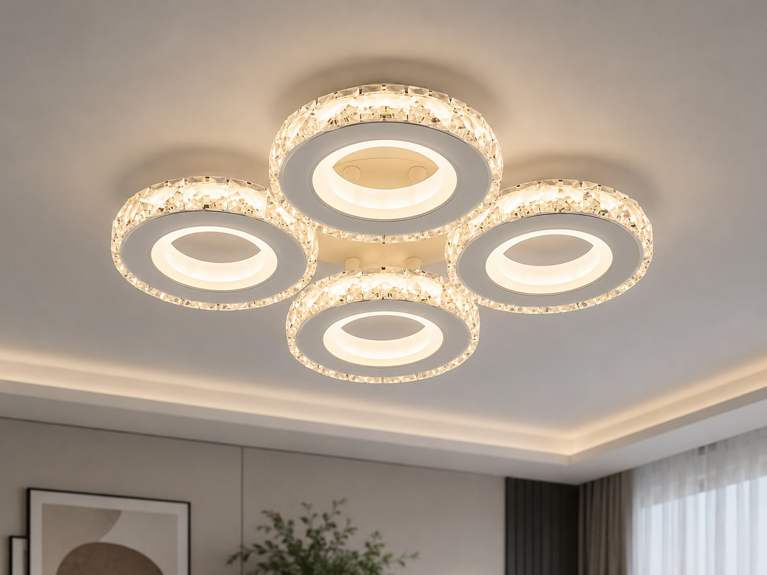 Lustra LED cu telecomanda 19373/4WH+CR, 96W, lumină reglabilă 3000–6500K, design modern alb și crom