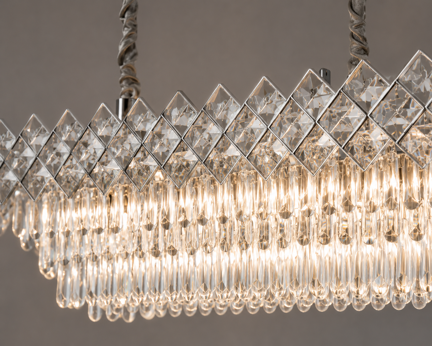 CANDELABRU RECTANGULAR CU CRISTALE 8650/800+300, 8 × 60W
