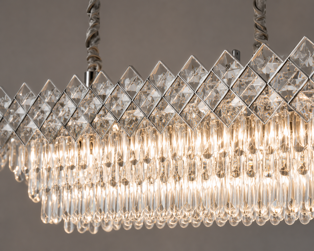 CANDELABRU RECTANGULAR CU CRISTALE 8650/800+300, 8 × 60W