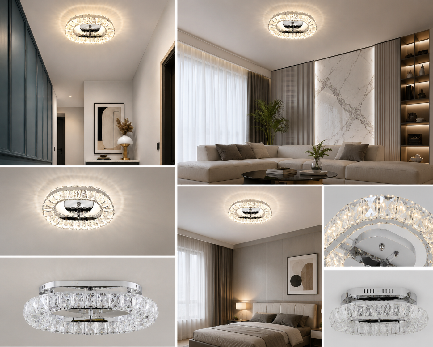 Aplica LED Cristal Ovala , 46W, Lumina Alb Cald-Rece, 340x240 mm