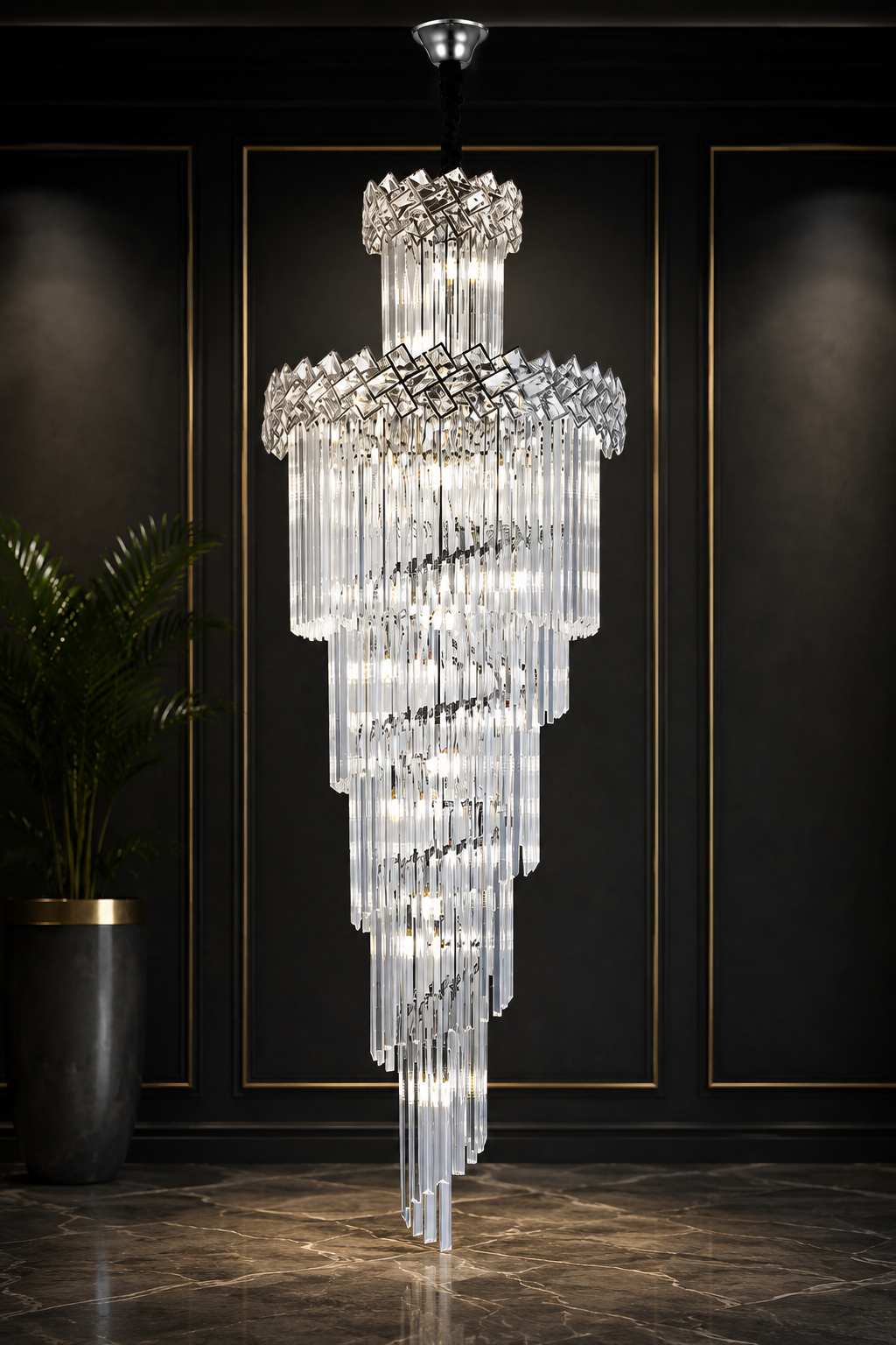 Candelabru rotund cristal argintiu 18xE27 model 8650-600-1800CROM