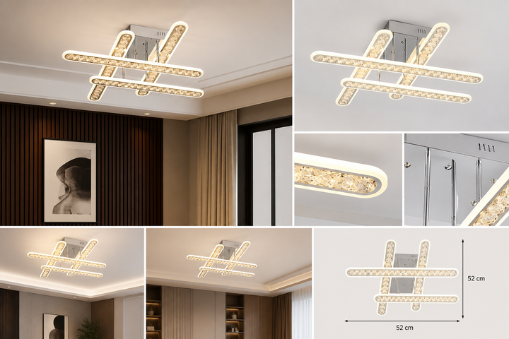 Lustra LED cu Telecomanda, 200WW + RGB, 710×710 mm