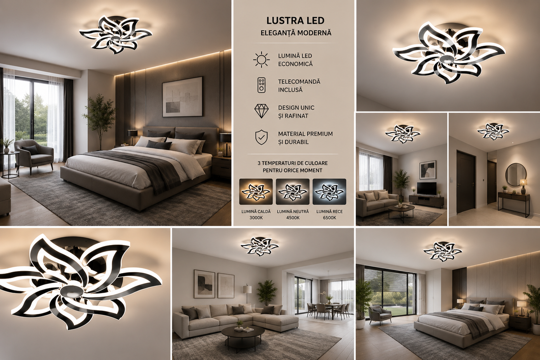 Lustra LED RGB 2923-5 – Ø630 mm, 156W, Culoare Reglabila & RGB, cu Telecomanda