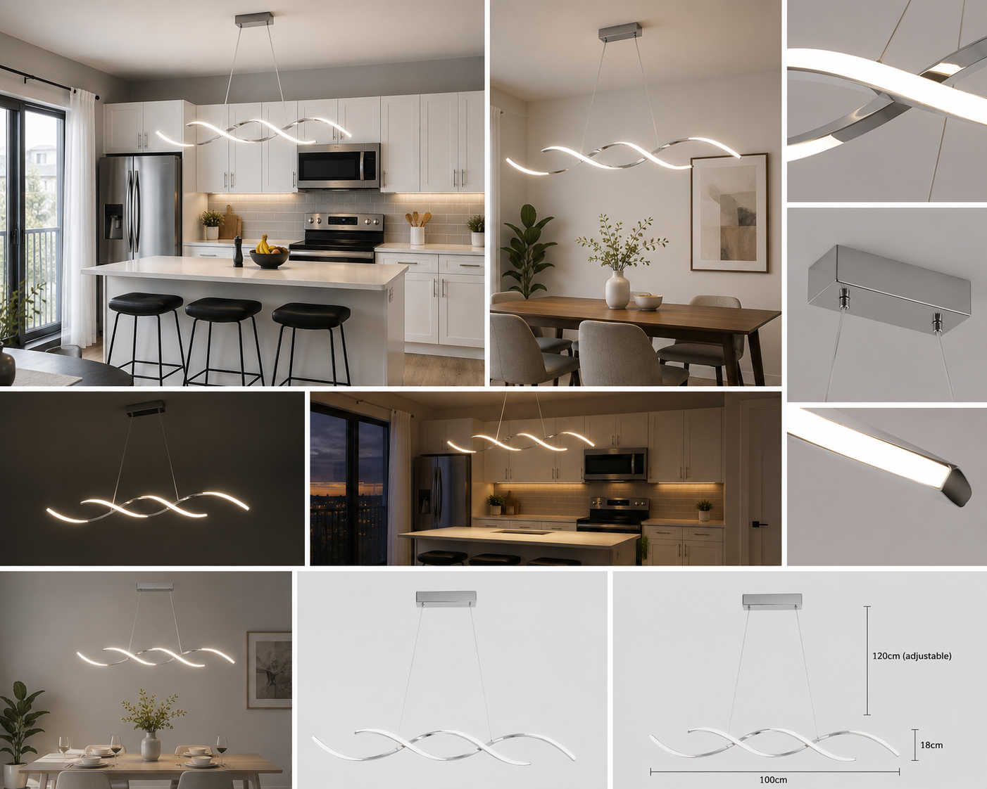 PENDUL LED MODERN AURIU 76W – 8356 CH, LUMINĂ CALDĂ-NEUTRĂ