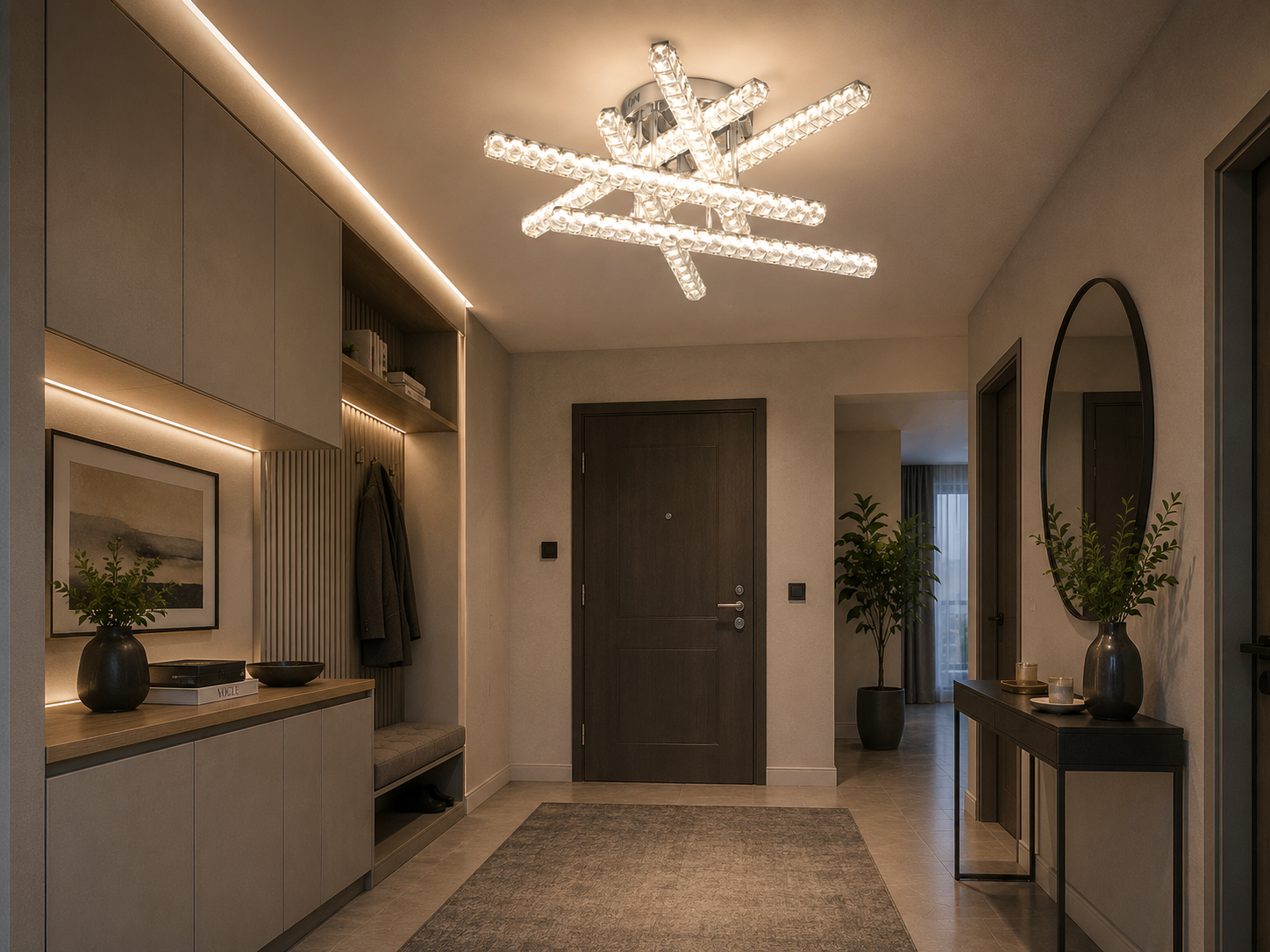Lustra  LED 630×630×H210 mm, 2x84W, design pătrat modern cu lumină reglabilă și telecomandă JB003/6