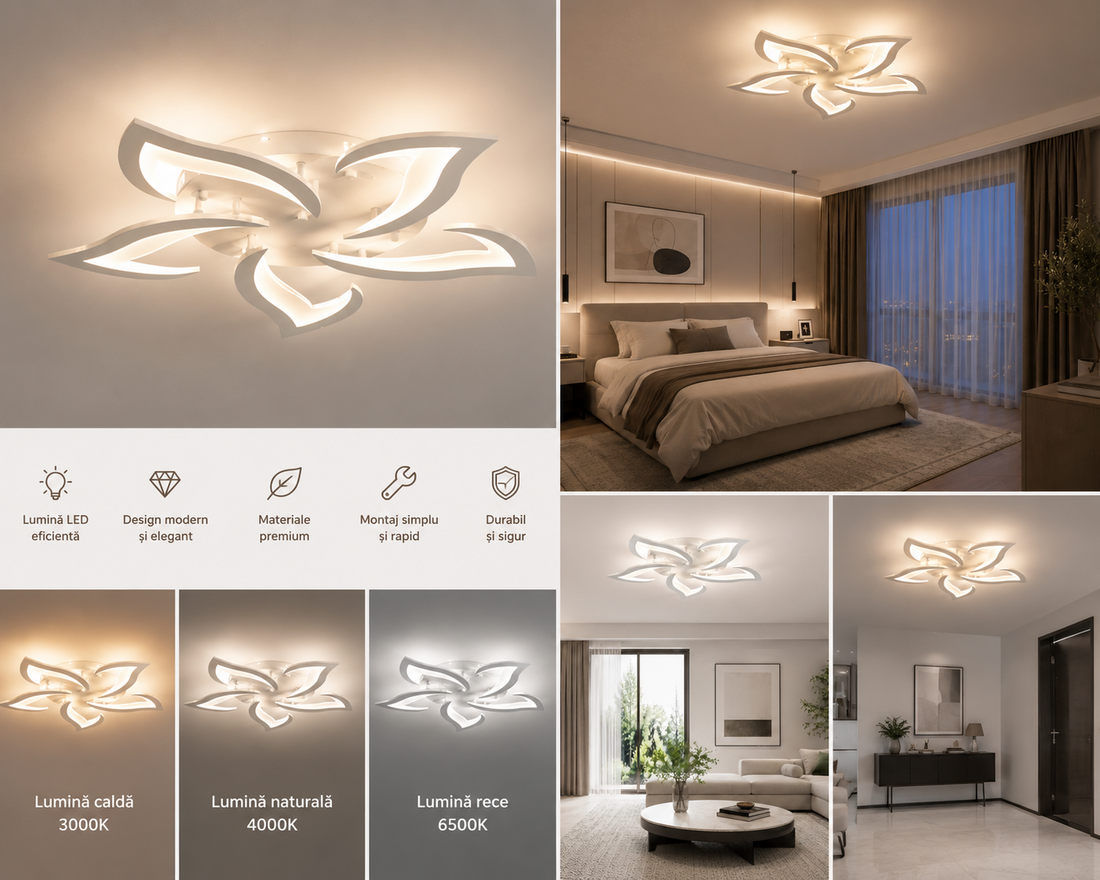 Lustra LED 70W cu telecomandă, Ø605 mm, lumină reglabilă 3000K–6500K – model 19302/5N WH
