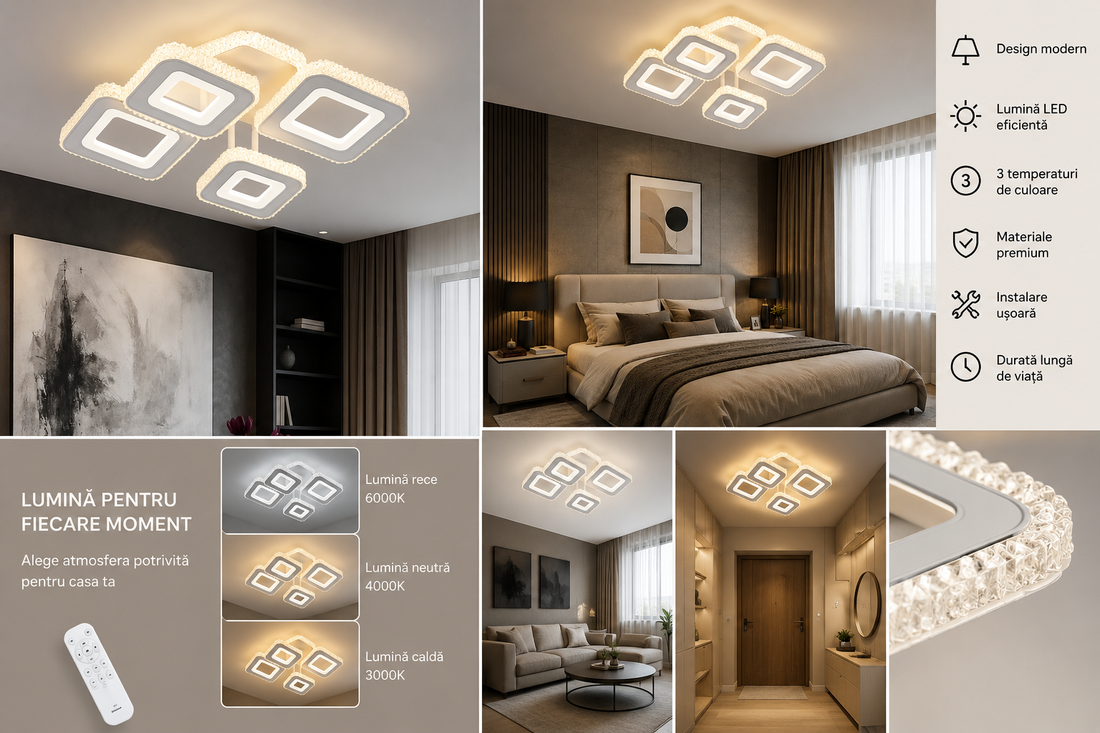 Lustra LED moderna cu lumina reglabila – Model 26033/2+2C WH+CR