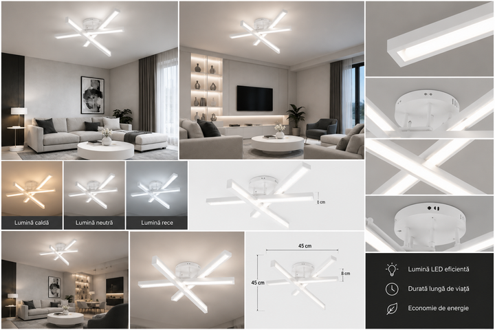 Lustra LED Alba 3 Brate, 158W, 3000-6500K, Telecomanda Inclusa, Model L77285/3