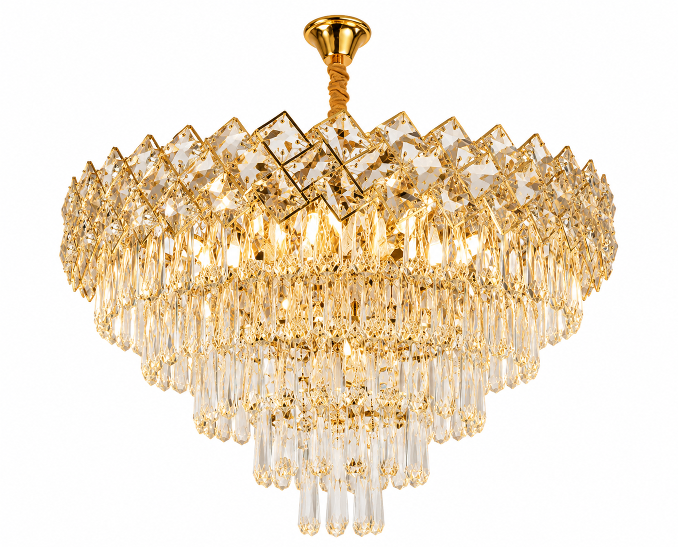 Candelabru Auriu cu Cristale – 8650/400 | Ø40 cm, 5x E27, Design Glamour
