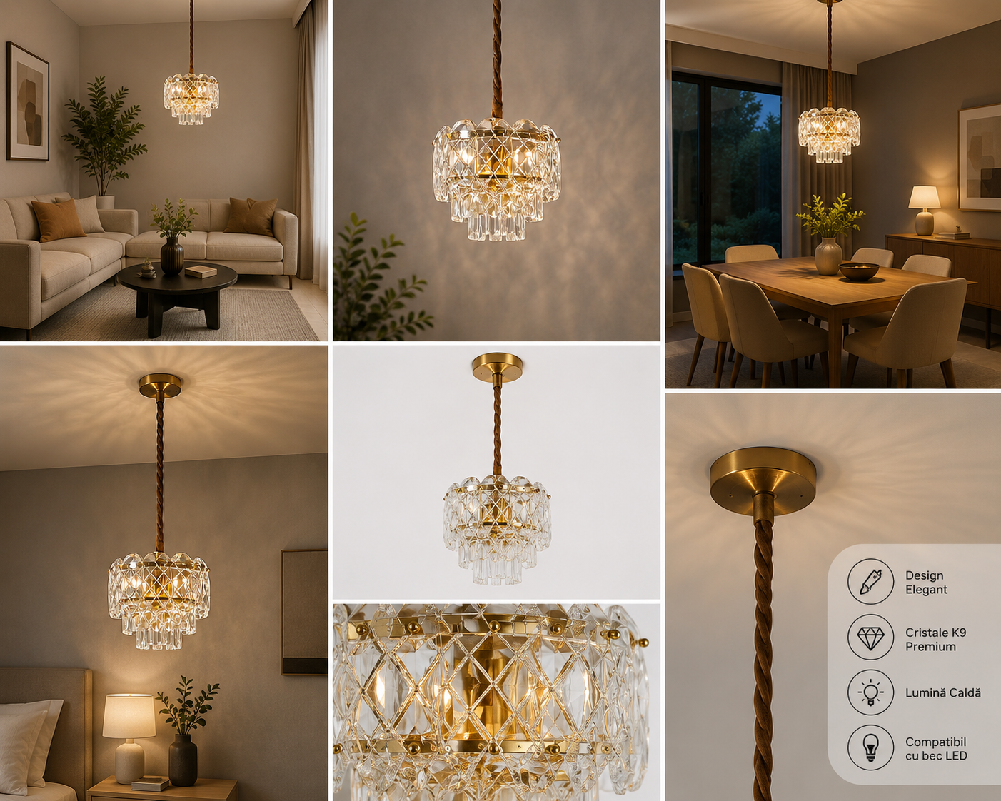 Candelabru modern cu 3 becuri E27 – Model 98046/300FG, Ø300 mm, finisaj auriu