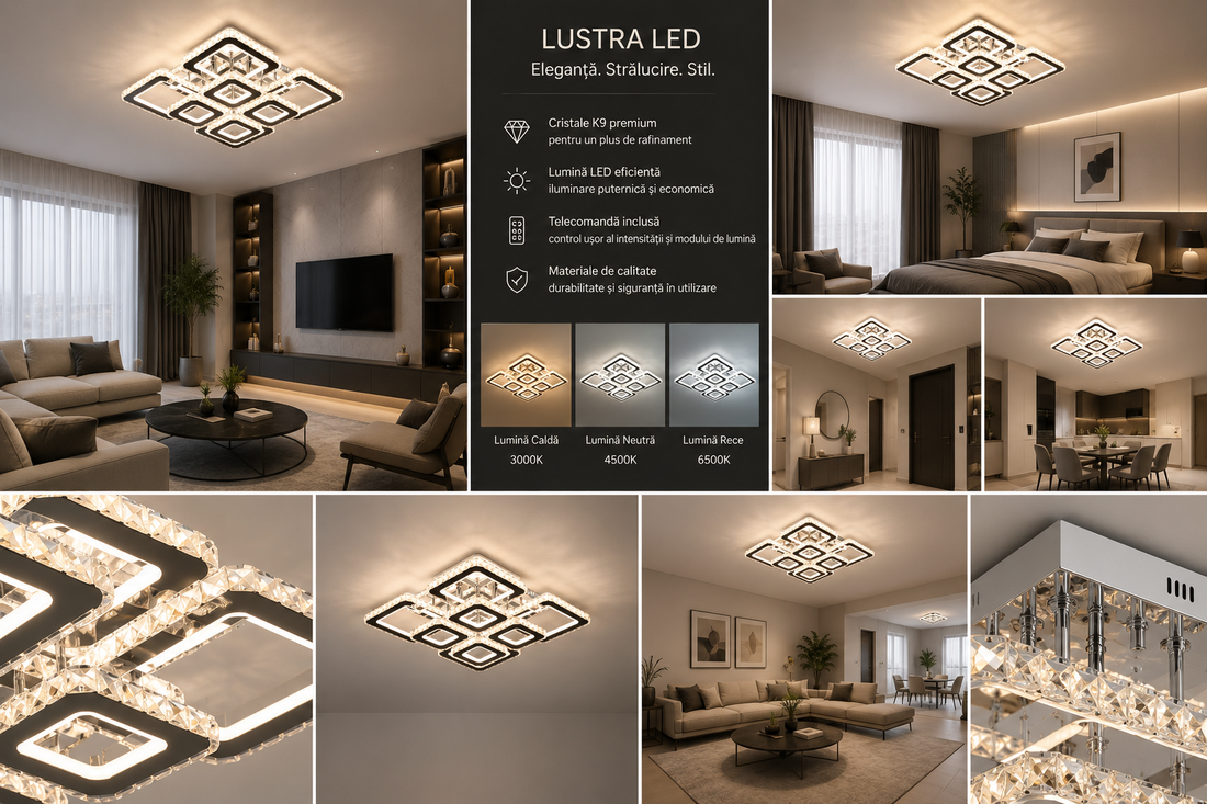 Lustra LED 2886-4+4 – Design Modern și Putere Extra, cu Telecomandă 2.4G