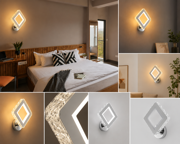 Aplica LED Perete Cristal 34W, Lumina Reglabila 3500-6500K, Design Modern Romboidal – Model 2881