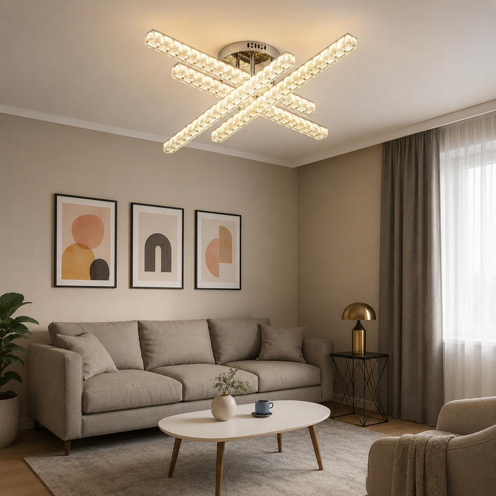 Lustra  LED 620×620×H160 mm, 2x56W, design pătrat modern cu lumină reglabilă și telecomandă JB003/4
