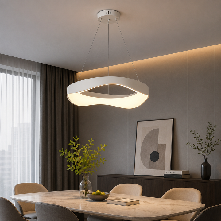 Pendul LED Modern 75196/520WH cu Telecomandă – Alb, Ø52 cm
