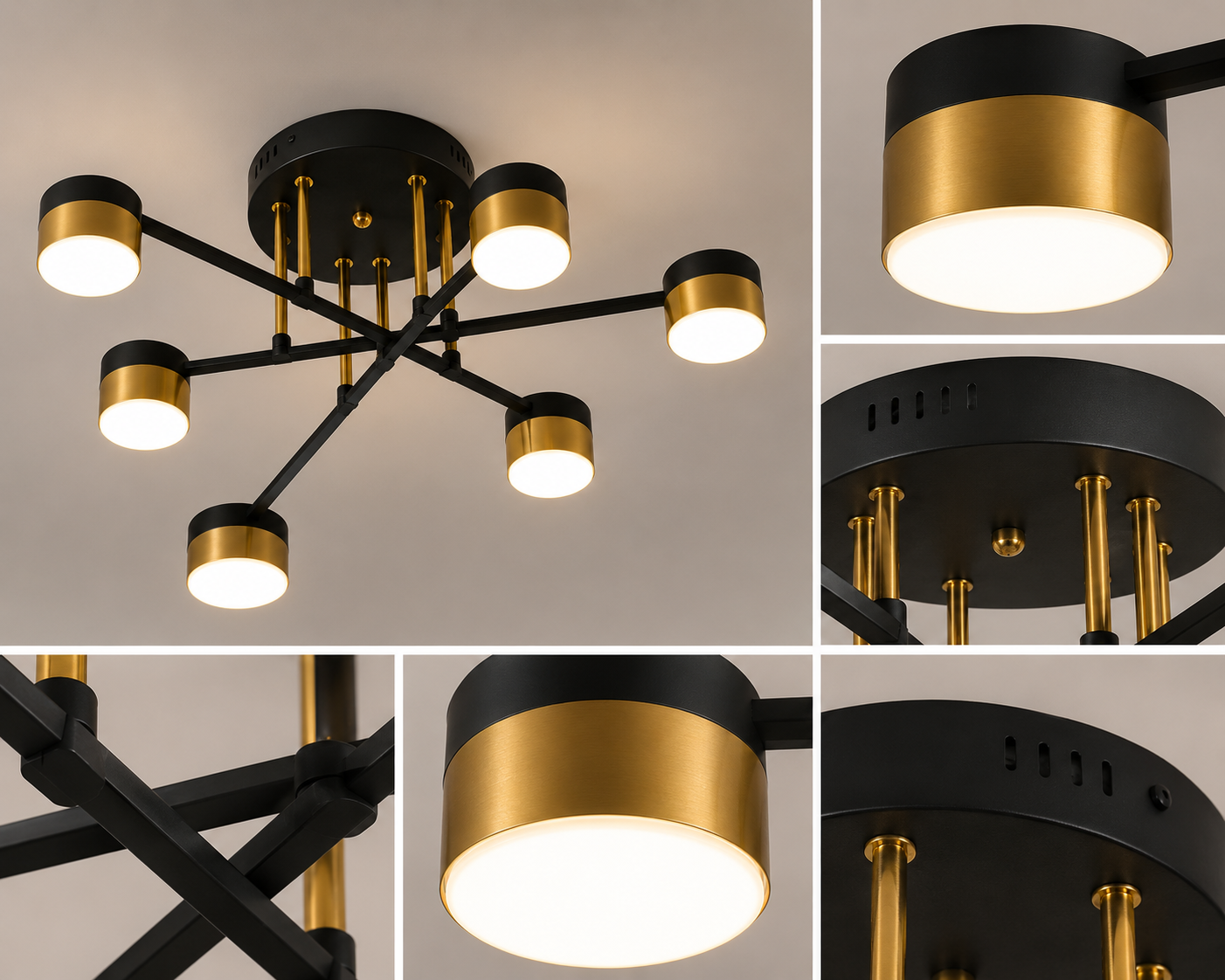 Lustra LED L7815/6BK+FGD – 72W, Design Elegant cu Finisaj Negru & Auriu
