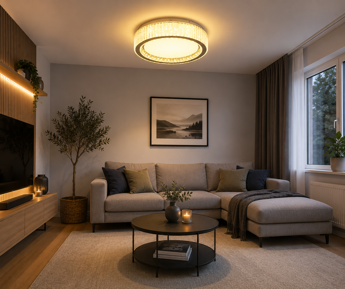 Lustra LED Moderna Ø500 cu Difuzor Cristal si Telecomanda – 200W, 2959-500