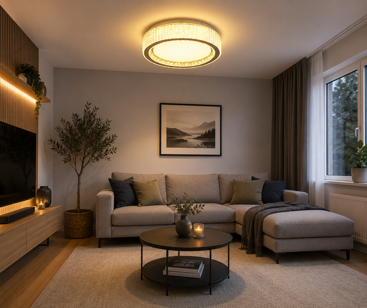 Lustra LED Moderna Ø500 cu Difuzor Cristal si Telecomanda – 200W, 2959-500