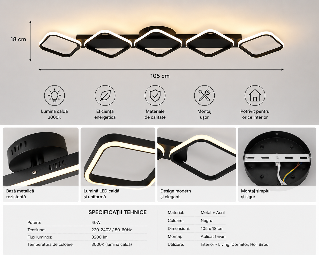 Lustra LED 77206/3  78W lumină reglabilă 3000K-6500K