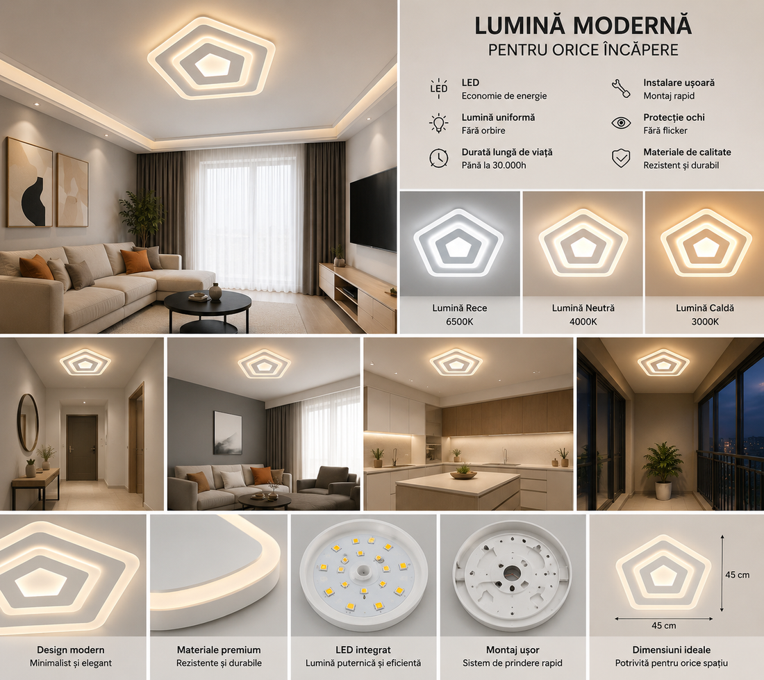 Plafonieră LED 46W, Ø260 mm, lumină reglabilă 3000–6500K – model 19141/240