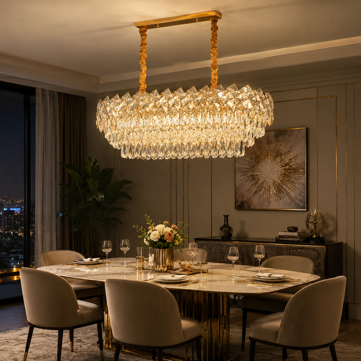 CANDELABRU RECTANGULAR CU CRISTALE 8650/800+300, 8 × 60W