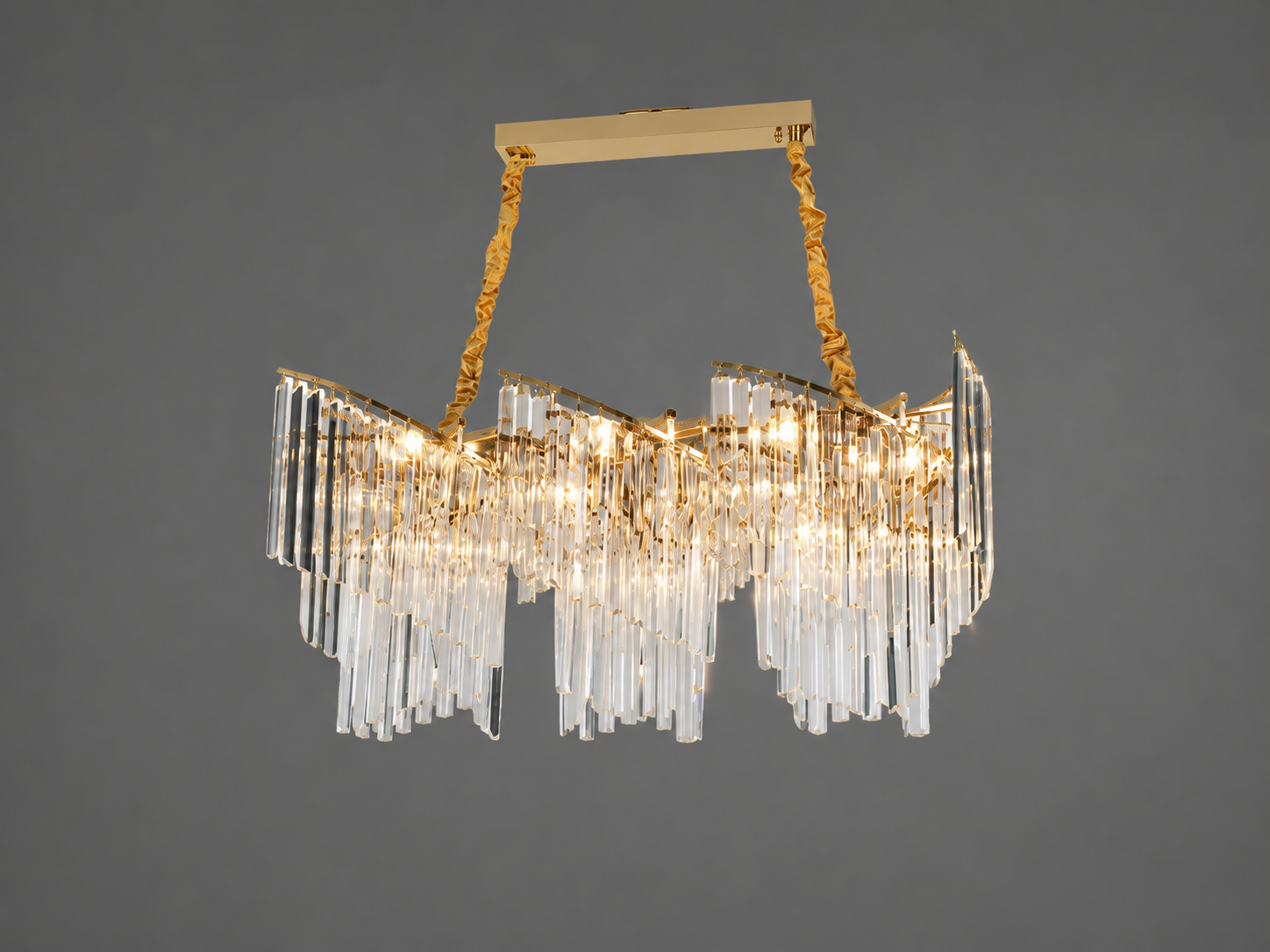 Candelabru decorativ cu 9 becuri E27, finisaj auriu, 800×300×400 mm, stil industrial-elegant 98068/800-300