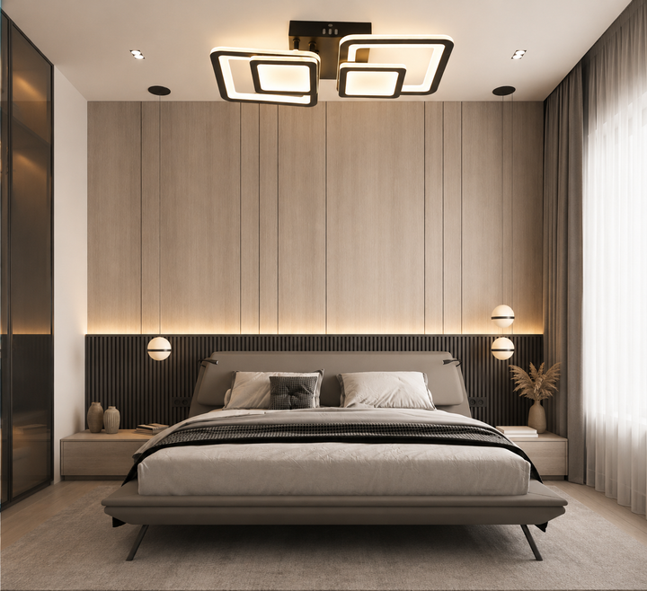 Lustra LED 8022/2 BK– Design Modern cu Iluminare Reglabilă și Telecomandă Inclusă
