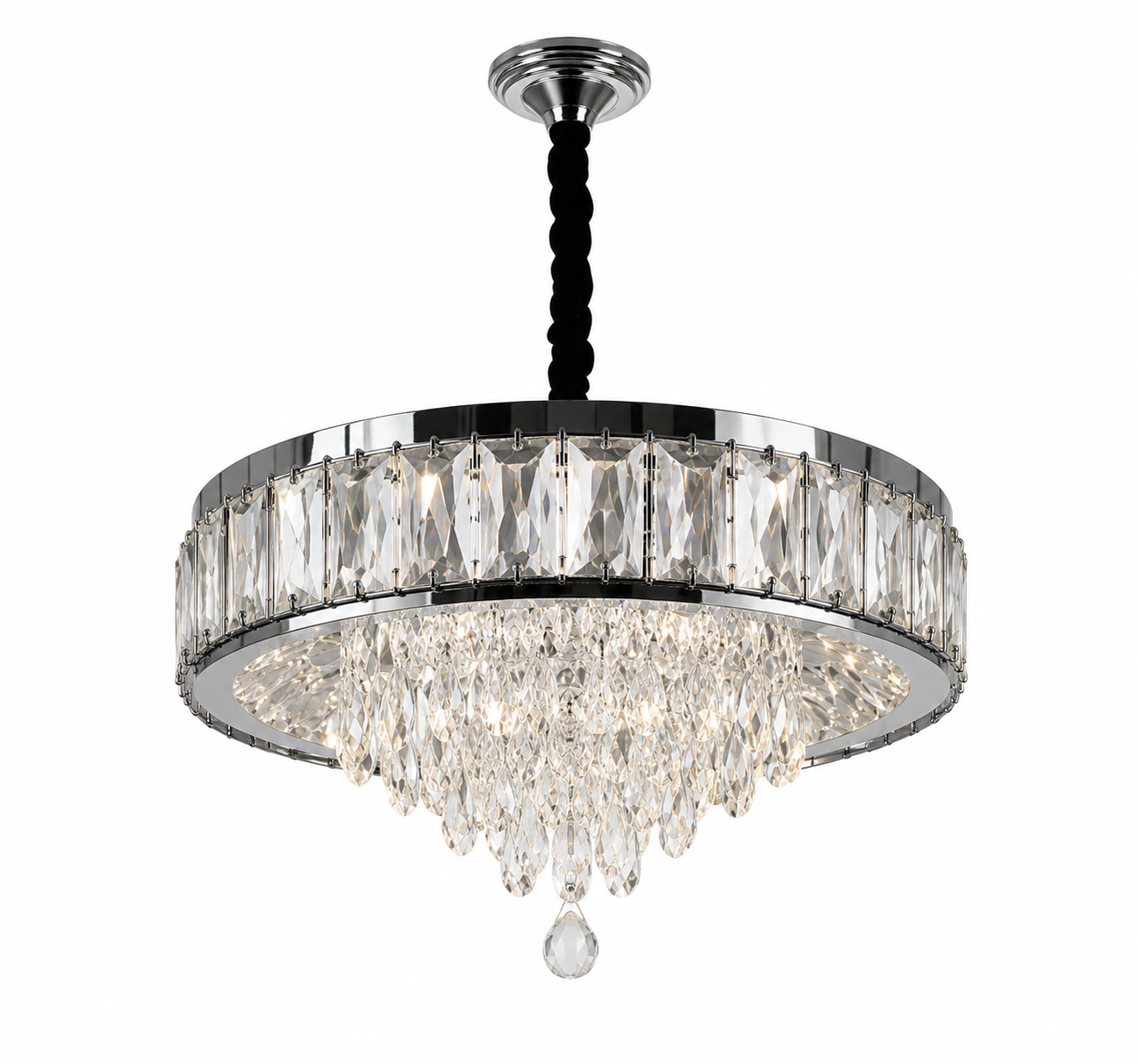 Candelabru LED Ø300 cu Cristale și Telecomandă, Model 2961-300