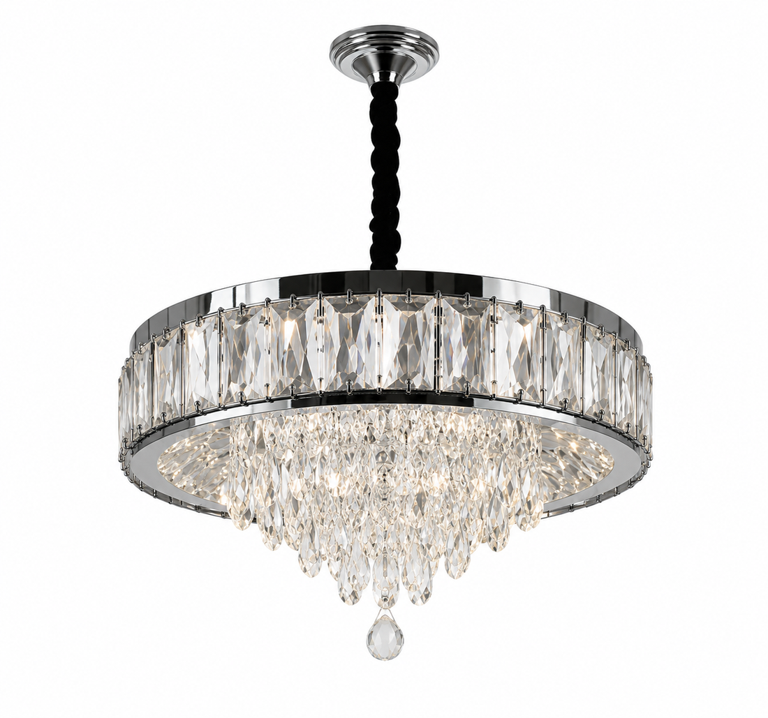 Candelabru LED Ø300 cu Cristale și Telecomandă, Model 2961-300