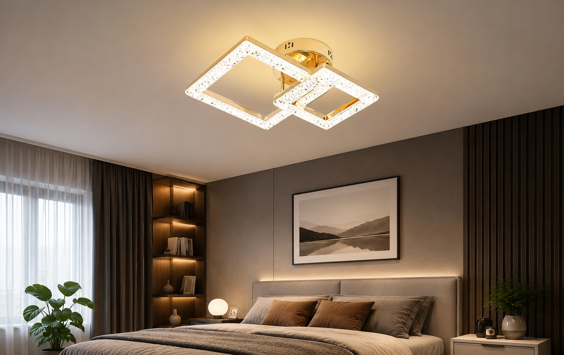 Lustra LED modernă T8001/1+1 – 80W, 3300K-6500K, cu telecomandă, design rectangular
