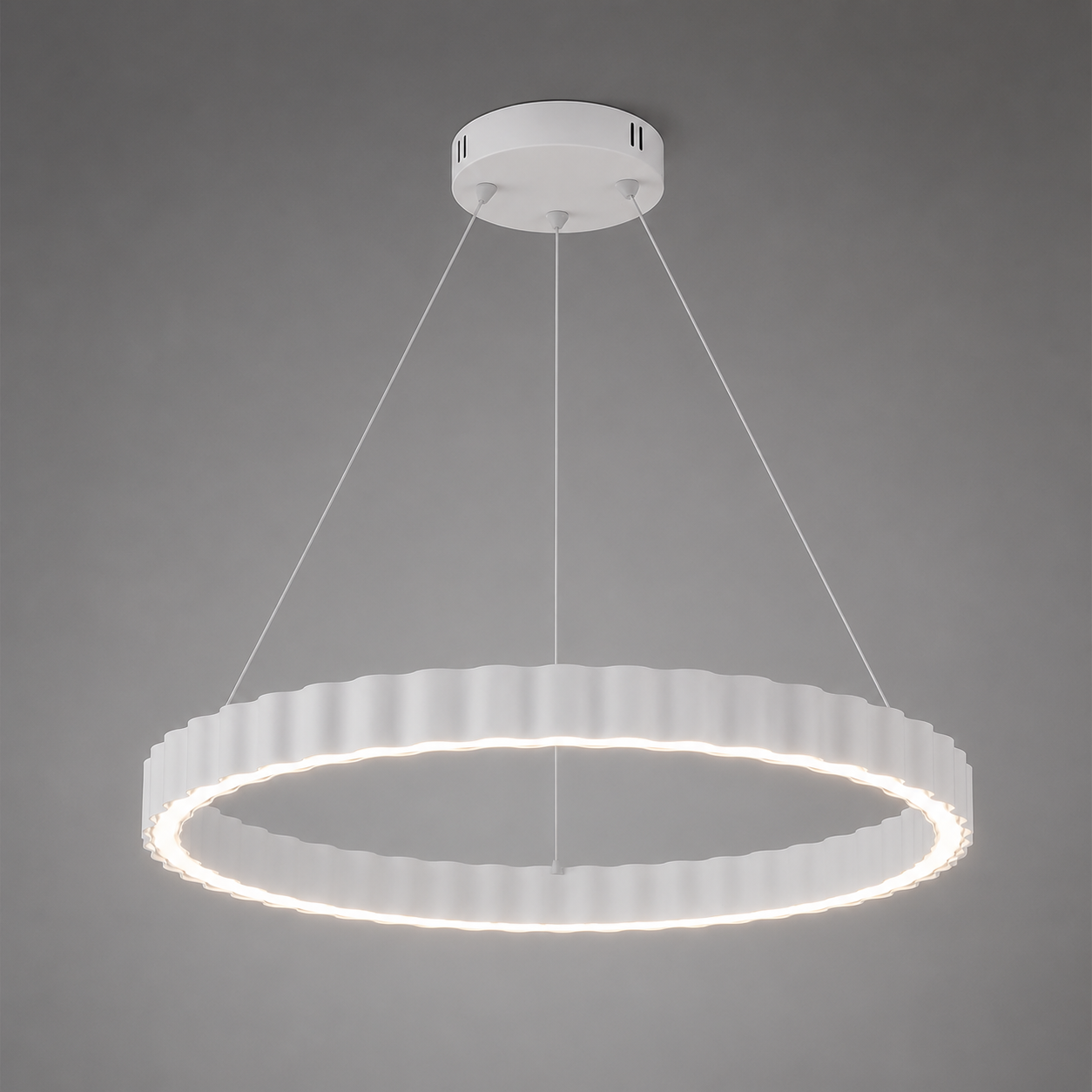 Pendul  LED suspendata rotund alb cu design ondulat și telecomandă – 62W   77259/500 WH