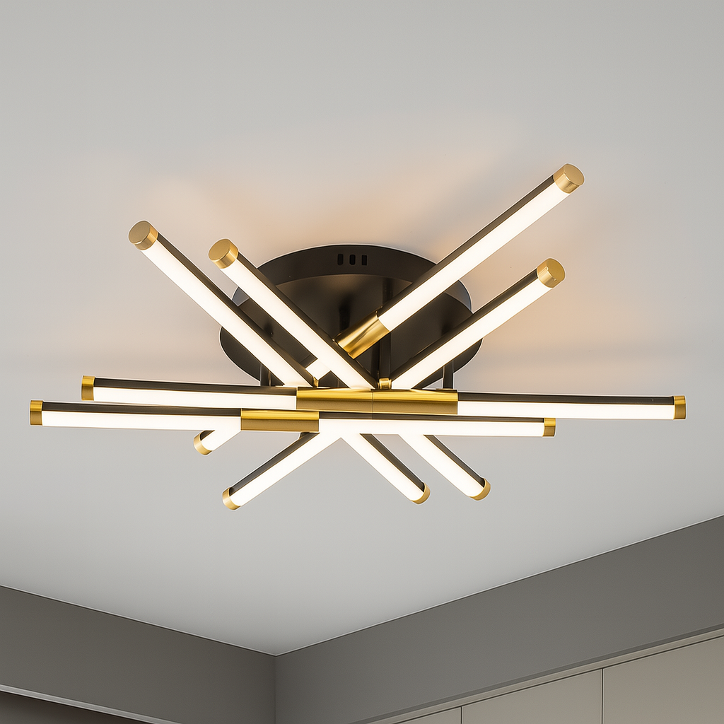 Lustra LED cu telecomandă, D720×H300 mm, lumină reglabilă 3000–6500K – model 9705/6BK+PLG
