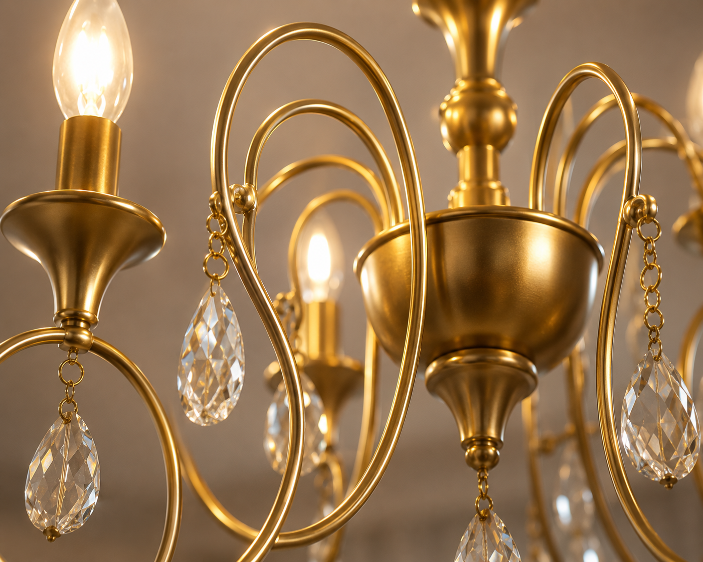 Candelabru cu 5 brațe E14, cupru antic, Ø450×H430 mm, design clasic cu cristale decorative 20317/5