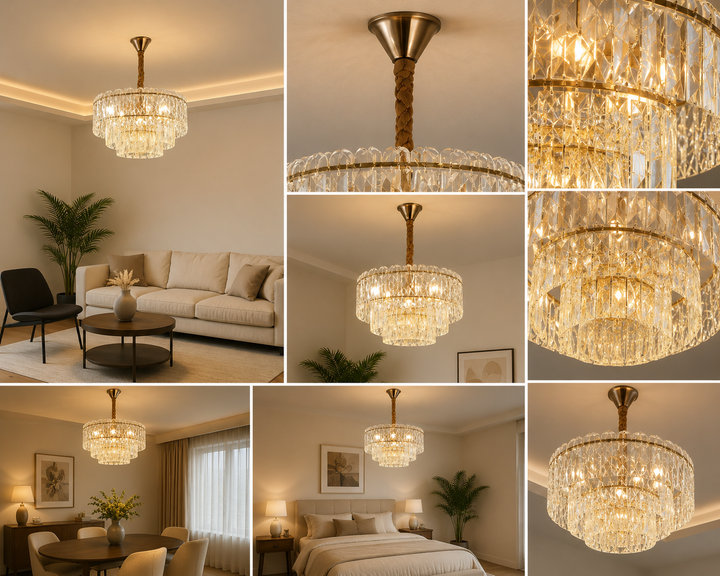 Candelabru cu 6 becuri E27 – Model 98046/500FG, Ø500 mm, finisaj auriu elegant