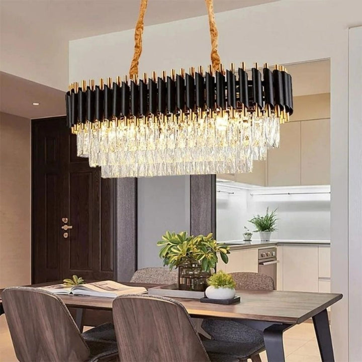 Candelabru rectangular cu cristale N9001, 8 × 60W