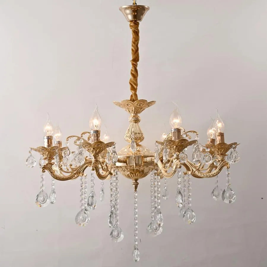 Candelabru clasic cu 8 brațe, model H98056/8FG, soclu E14, finisaj auriu