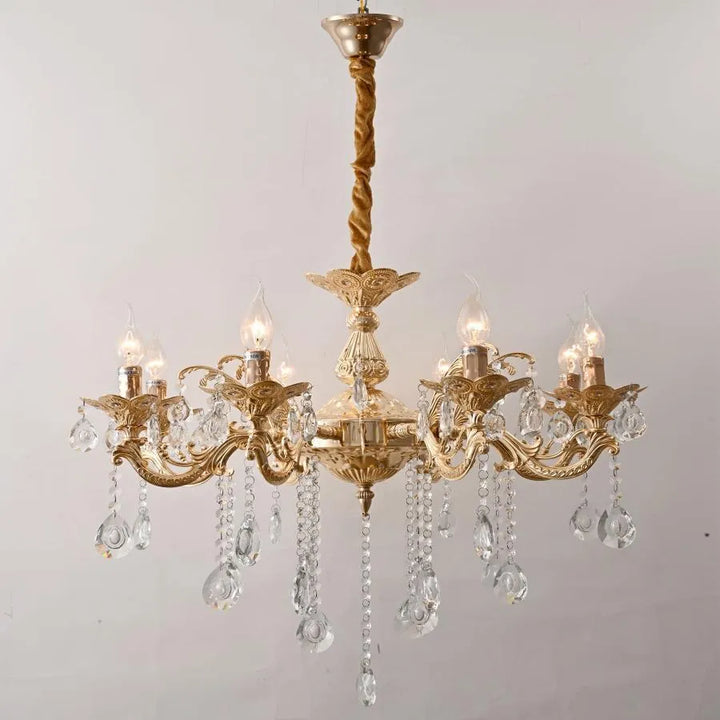 Candelabru clasic cu 8 brațe, model H98056/8FG, soclu E14, finisaj auriu