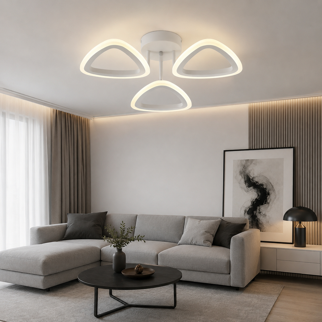 Lustra LED 36W cu telecomandă, Ø450x80 mm, lumină reglabilă 3000–6500K – model X19419/3