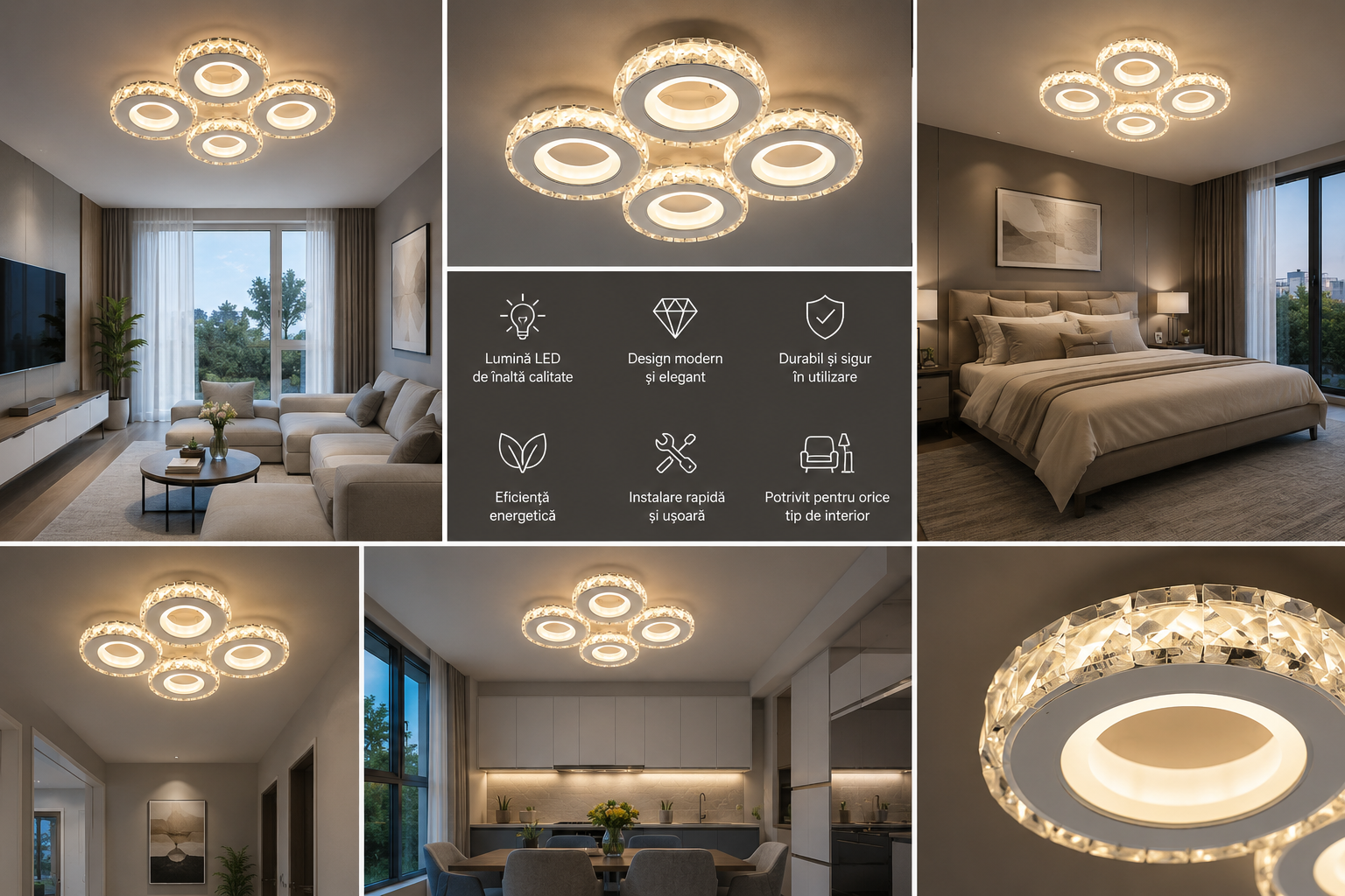 Lustra LED cu telecomanda 19373/4WH+CR, 96W, lumină reglabilă 3000–6500K, design modern alb și crom