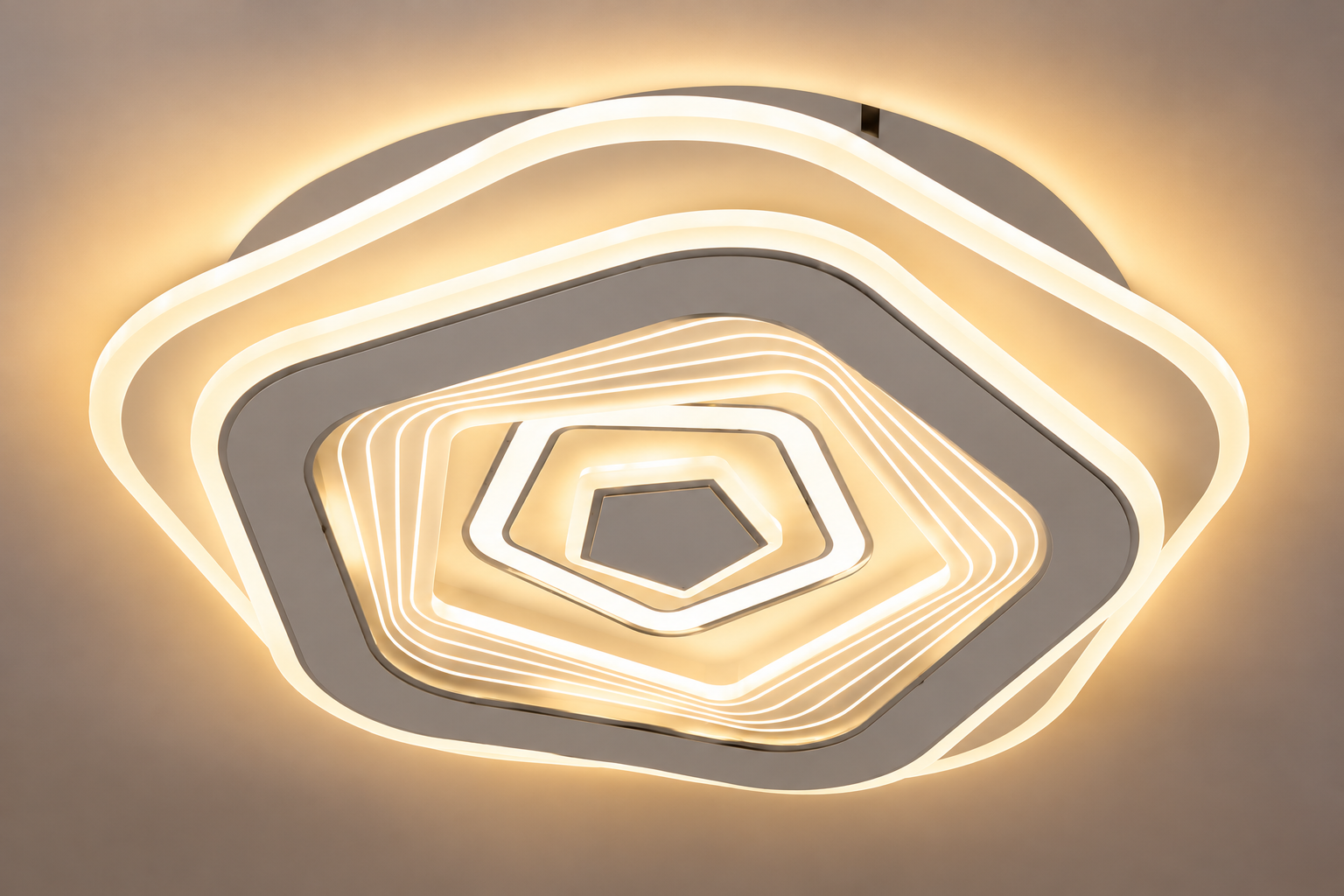 Lustră LED 7660 – Alb, Design Modern Geometric