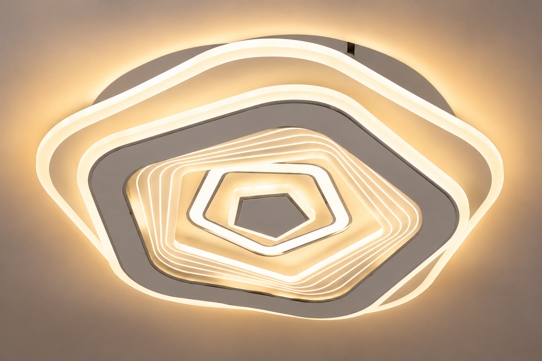Lustră LED 7660 – Alb, Design Modern Geometric