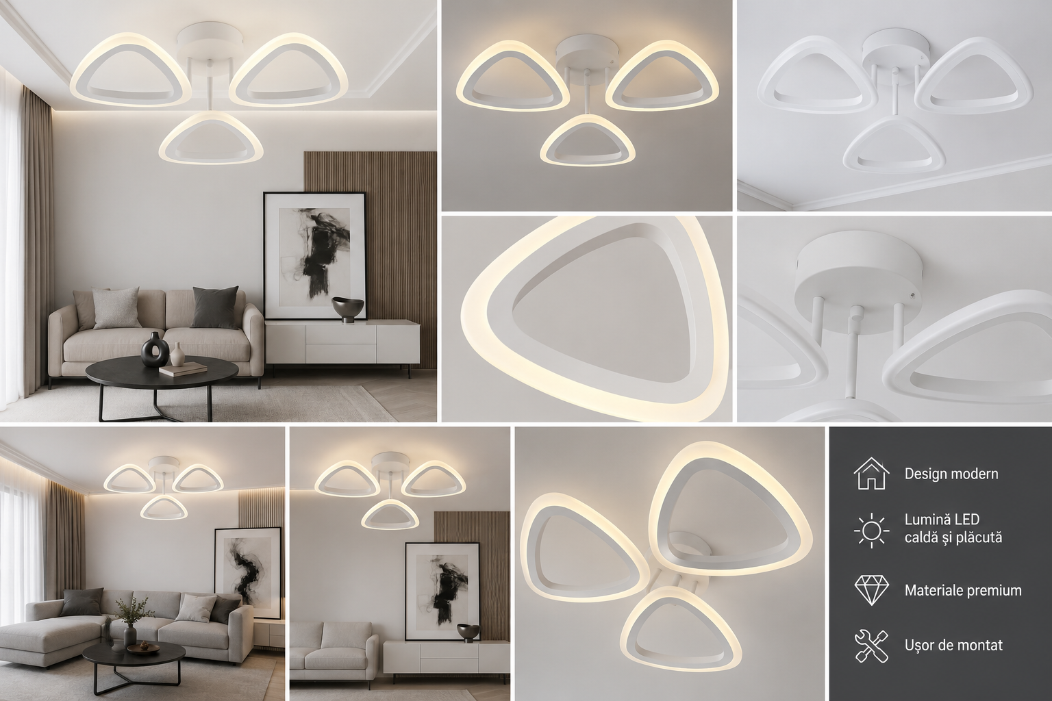 Lustra LED 36W cu telecomandă, Ø450x80 mm, lumină reglabilă 3000–6500K – model X19419/3