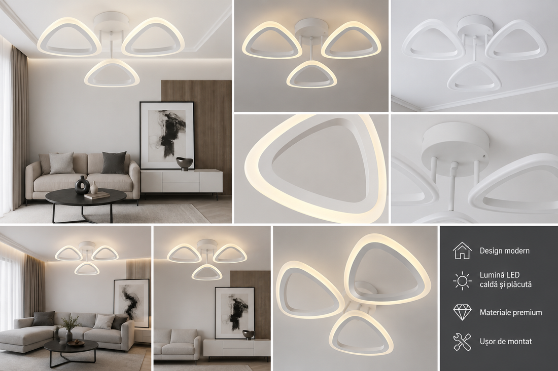 Lustra LED 36W cu telecomandă, Ø450x80 mm, lumină reglabilă 3000–6500K – model X19419/3