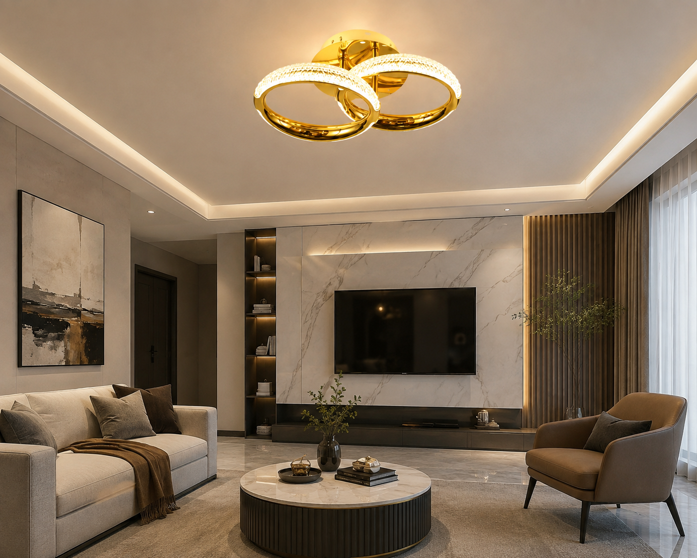 Lustra LED P011-2 FGD Auriu lucios-32W