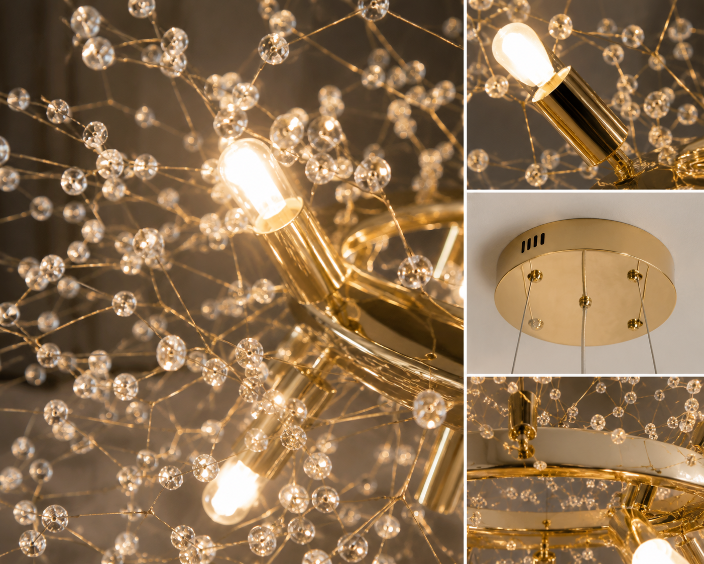 Candelabru modern LED tip ramură, 9x13W, Ø600 mm, design floral cu cristale, montaj suspendat