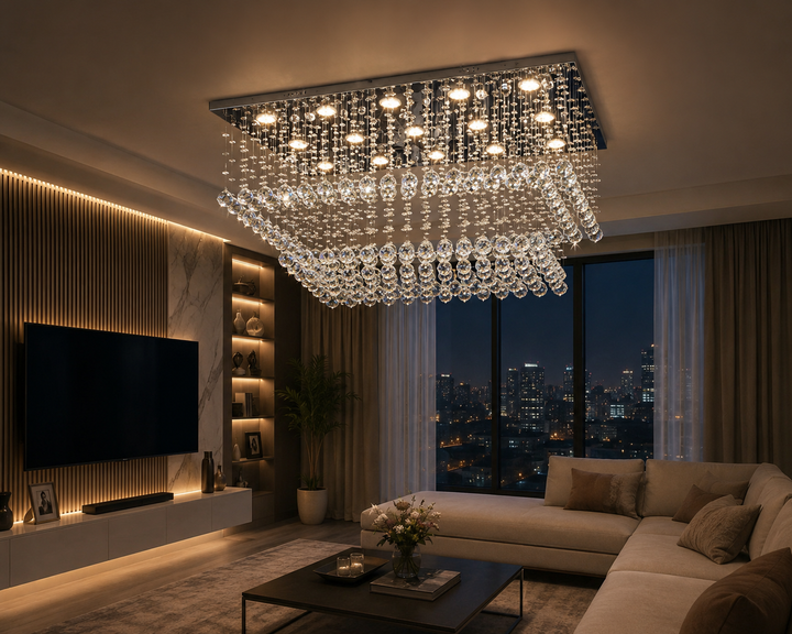 Candelabru LED cu cristale, 90×60×4800 mm, 20W, 4000K, 6060/15